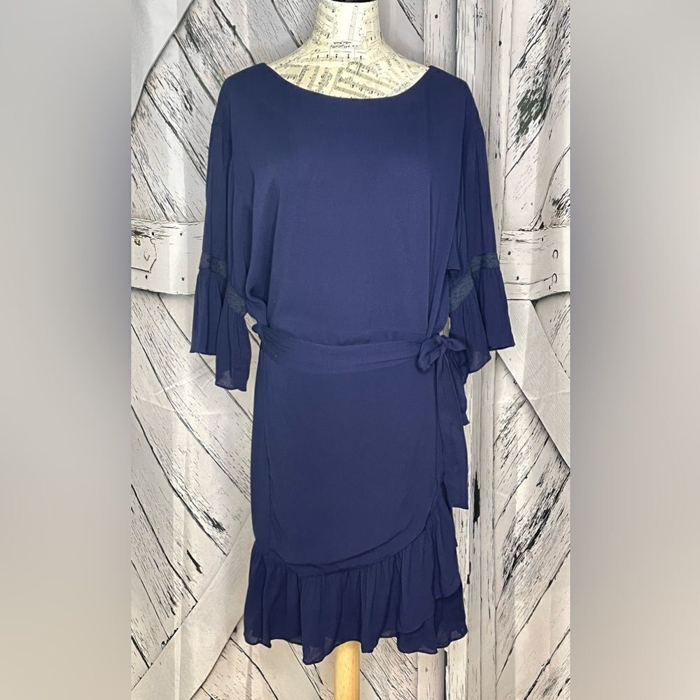 REBECCA MINKOFF Dress Navy W/Wrap Skirt XXL